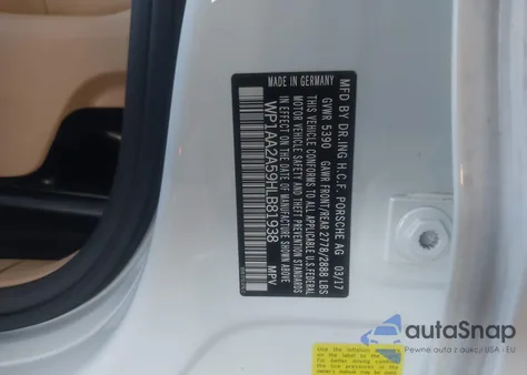 2017 Porsche Macan из США, поврежденный, VIN WP1AA2A59HLB81938